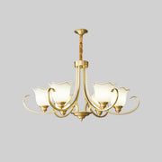 Modern Gold Bell Jar Frosted Glass Chandelier