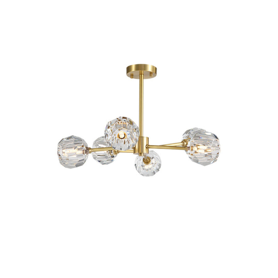 Modern Gold Clear Crystal Globe Chandelier Ceiling Light