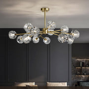 Modern Gold Clear Crystal Globe Chandelier Ceiling Light