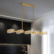 Modern Gold Crystal Linear Chandelier for Dining Room