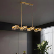 Modern Gold Crystal Linear Chandelier for Dining Room