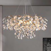 Modern Gold Finish Crystal Branch Chandelier