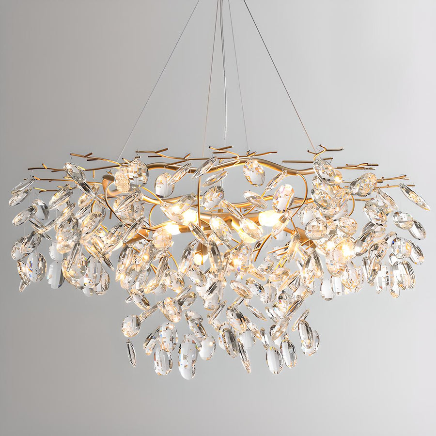 Modern Gold Finish Crystal Branch Chandelier