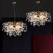 Modern Gold Finish Crystal Branch Chandelier