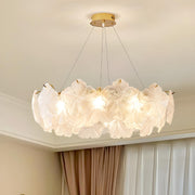Modern Gold Flower Glass Petals Pendant Chandelier