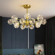 Modern Gold Globe Clear Glass Bubble Branch Chandelier