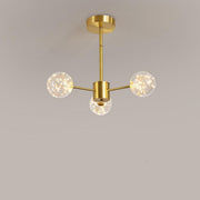 Modern Gold Globe Clear Glass Bubble Branch Chandelier