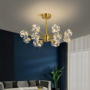 Modern Gold Globe Clear Glass Bubble Branch Chandelier