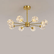 Modern Gold Globe Clear Glass Bubble Branch Chandelier