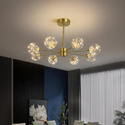 Modern Gold Globe Clear Glass Bubble Branch Chandelier
