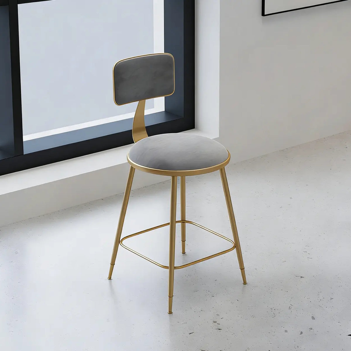 Modern Gold Low Back Upholstery Dining Chair with Footrest