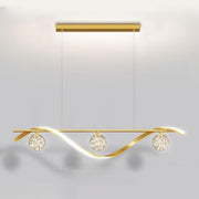 Modern Gold Wave Glass Globe Island Pendant Light