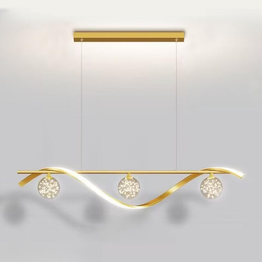 Modern Gold Wave Glass Globe Island Pendant Light