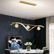 Modern Gold Wave Glass Globe Island Pendant Light