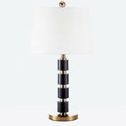 Modern Golden Finish Barrel Fabric Shade Table Lamp