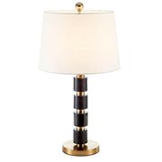 Modern Golden Finish Barrel Fabric Shade Table Lamp