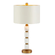 Modern Golden Finish Barrel Fabric Shade Table Lamp