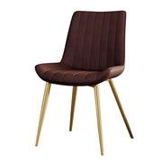 Modern Green Upholstered Leather Dining Chair with Metal Legs