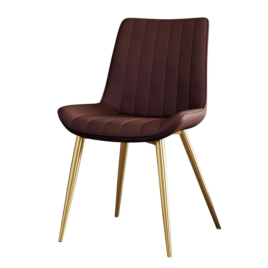 Modern Green Upholstered Leather Dining Chair with Metal Legs