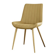 Modern Green Upholstered Leather Dining Chair with Metal Legs