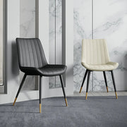 Modern Green Upholstered Leather Dining Chair with Metal Legs