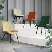 Modern Green Upholstered Leather Dining Chair with Metal Legs
