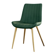 Modern Green Upholstered Leather Dining Chair with Metal Legs
