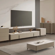 Modern Grey Stone Drawers Long TV Stand with Legs