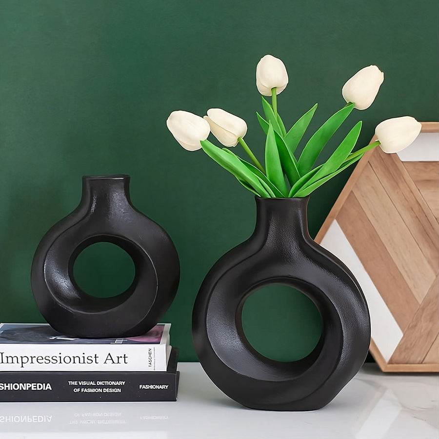 Modern Hollow Circle Ceramic Vase