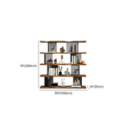 Modern Industrial Vertical Wood Wave 4-Tier Bookshelf