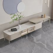 Modern Khaki Marble TV Stand with Cabinet Storage