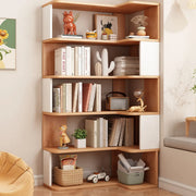 Modern Kids Room Open Back Vertical Wood Corner Bookshelf