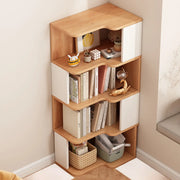 Modern Kids Room Open Back Vertical Wood Corner Bookshelf