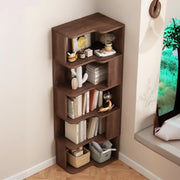 Modern Kids Room Open Back Vertical Wood Corner Bookshelf