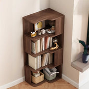 Modern Kids Room Open Back Vertical Wood Corner Bookshelf