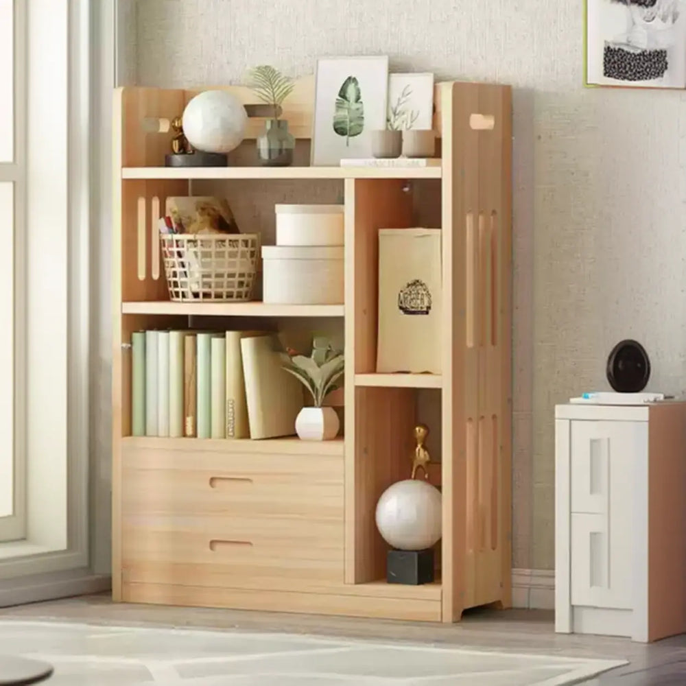 Modern Kids Room Vertical Wooden Natural Bookshelf