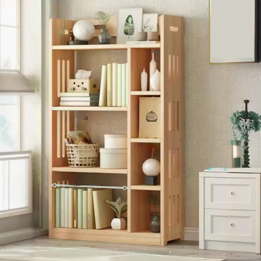 Modern Kids Room Vertical Wooden Natural Bookshelf