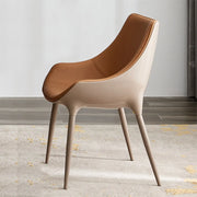 Modern Leather Armless Upholstered Solid Back Dining Chair