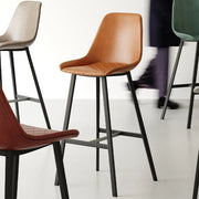 Modern Leather Counter Height Bar Stool with High Back