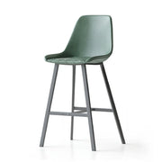 Modern Leather Counter Height Bar Stool with High Back