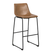 Modern Leather Counter Height Bar Stool with Metal Legs