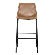 Modern Leather Counter Height Bar Stool with Metal Legs