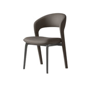 Modern Leather Ergonomic Curved Back Upholstered Dining Chair