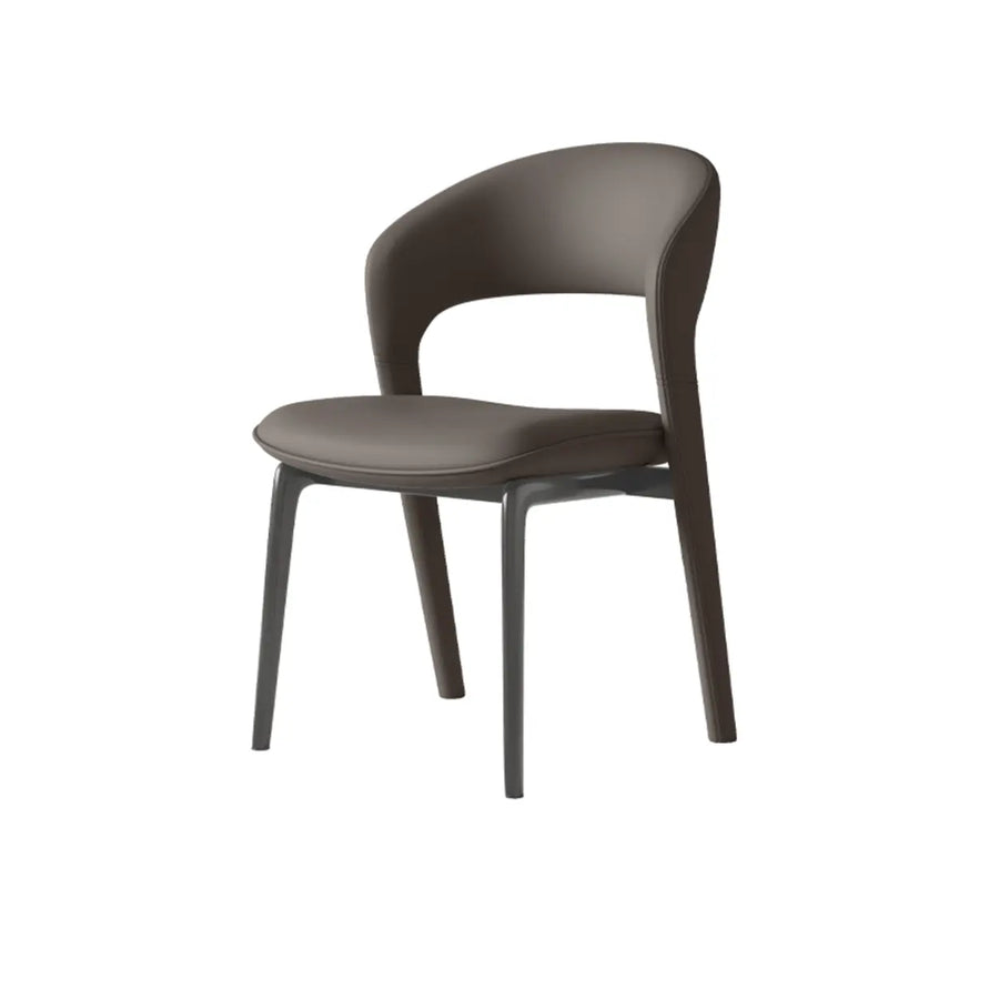 Modern Leather Ergonomic Curved Back Upholstered Dining Chair