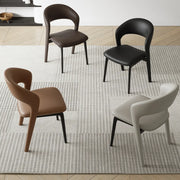 Modern Leather Ergonomic Curved Back Upholstered Dining Chair