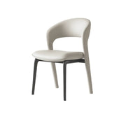 Modern Leather Ergonomic Curved Back Upholstered Dining Chair