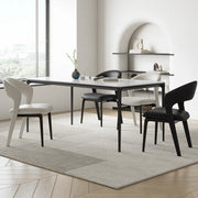 Modern Leather Ergonomic Curved Back Upholstered Dining Chair