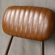 Modern Leather Metal Saddle Low Back Bar Stool With Footrest