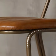 Modern Leather Metal Saddle Low Back Bar Stool With Footrest