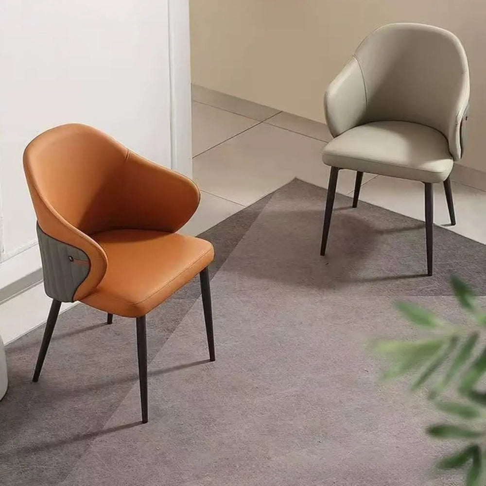 Modern Leather Solid Back Upholstered Dining Chair